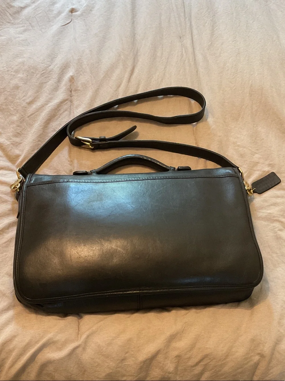 Vintage Coach Lexington Black Leather Briefcase/Messenger Bag